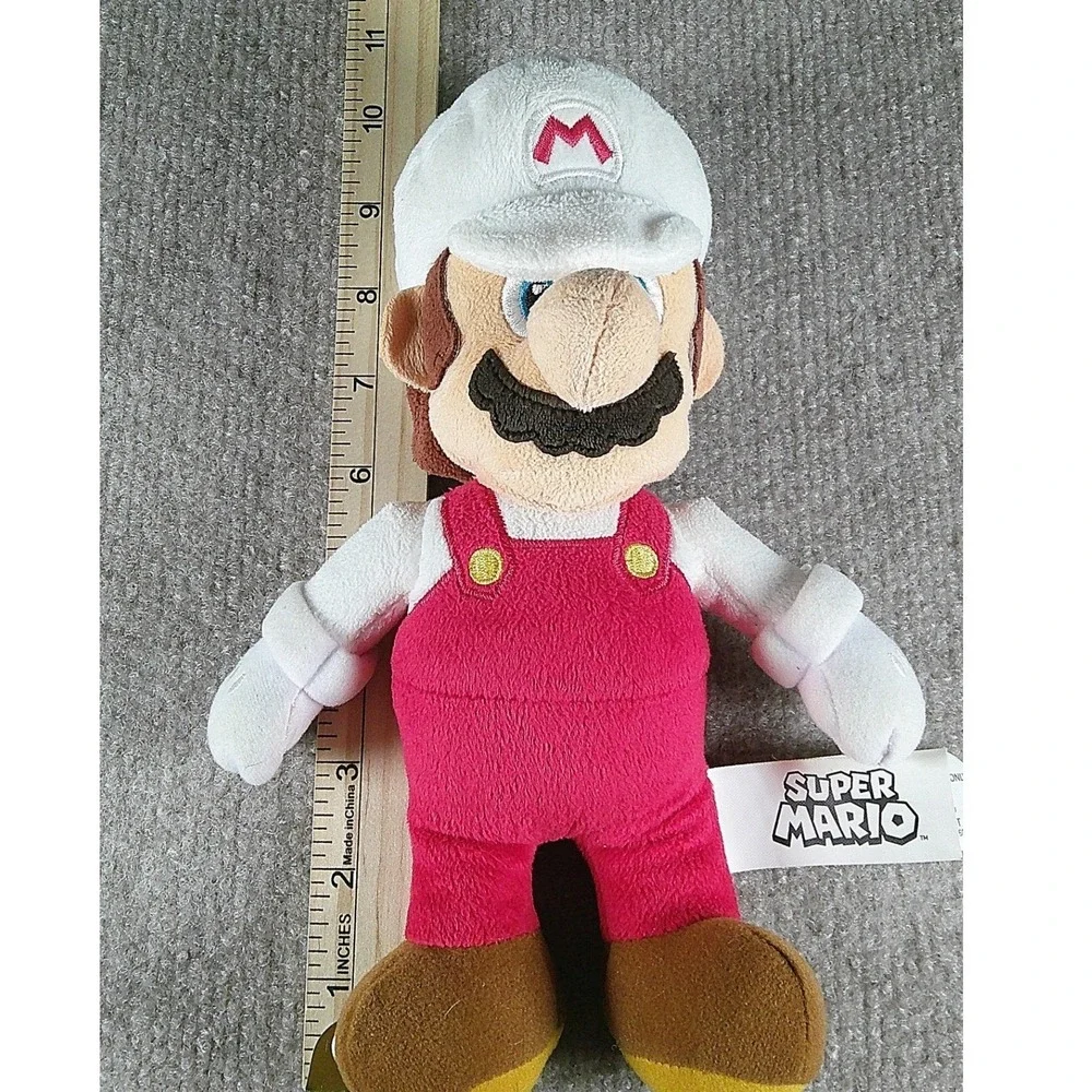Nintendo Super Mario Fire Mario 10 Inch Plush White Hat Red Overalls Collectible